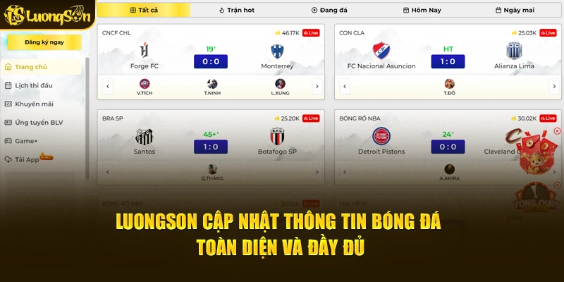 LuongSon cập nhật thông tin bóng đá toàn diện và đầy đủ